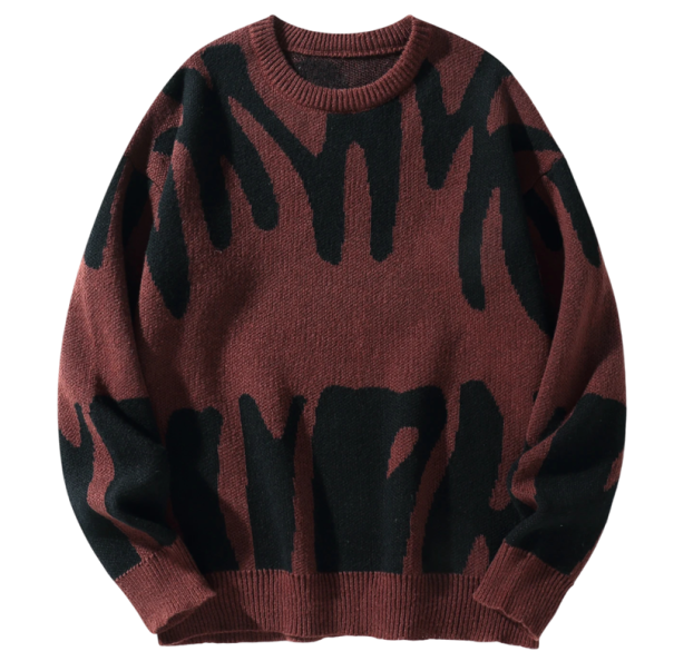 Maglione da uomo con motivo irregolare Collo rotondo casual Maglione lavorato a maglia moderno autunnale invernale Poliestere Vari colori bordeaux L