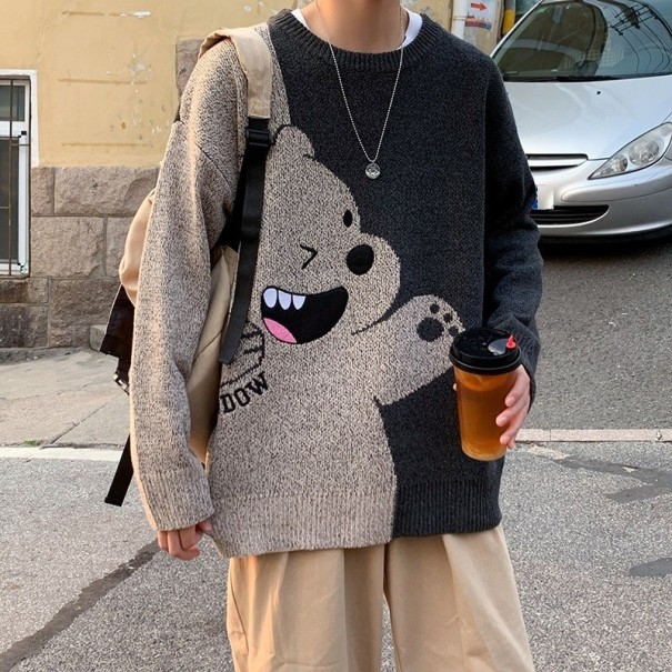 Maglione da uomo con orso F287 nero XS