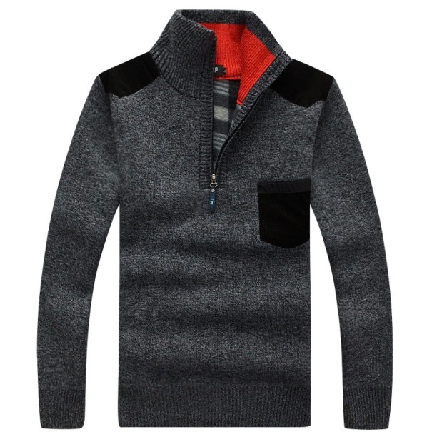 Maglione da uomo con tasca grigio scuro XS