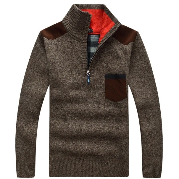 Maglione da uomo con tasca marrone S