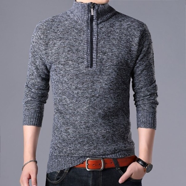 Maglione da uomo con zip grigio scuro S