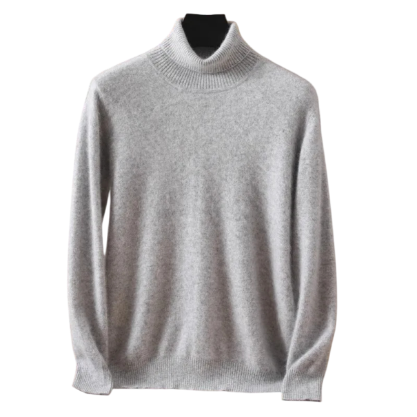 Maglione da uomo in cashmere con maniche lunghe e colletto alto Maglione in tinta unita Peluche Abbigliamento invernale elegante Maglione caldo Vari colori grigio chiaro XS