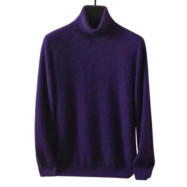 Maglione da uomo in cashmere con maniche lunghe e colletto alto Maglione in tinta unita Peluche Abbigliamento invernale elegante Maglione caldo Vari colori viola XL