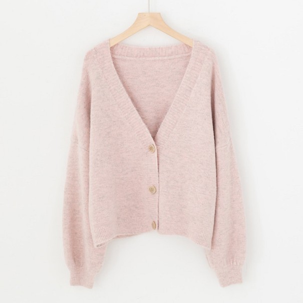 Maglione donna oversize con bottoni G205 rosa chiaro