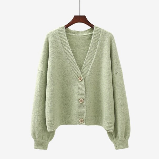 Maglione donna oversize con bottoni G205 verde
