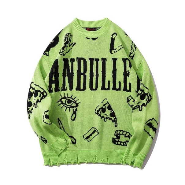 Maglione hip hop da uomo verde S