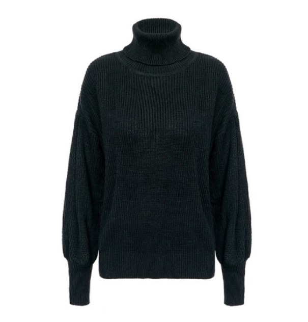 Maglione lavorato a maglia da donna J1838 nero