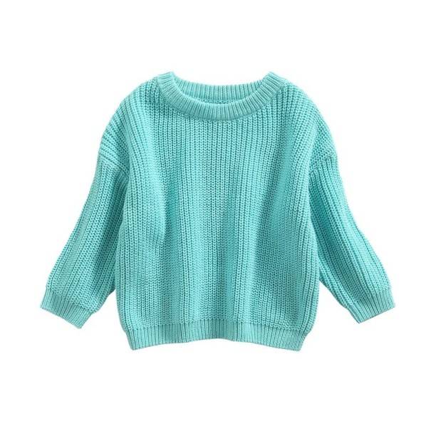 Maglione lavorato a maglia per bambini Maglione largo autunnale e invernale con maniche lunghe Maglione in acrilico e cotone monocolore per ragazze e ragazzi blu 3-6 mesi