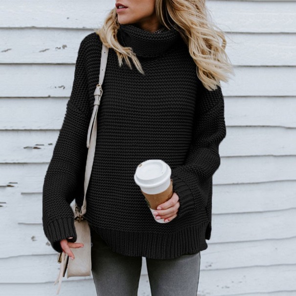 Maglione oversize a collo alto da donna nero M