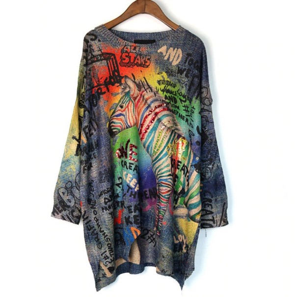 Maglione oversize da donna con stampa G339 1