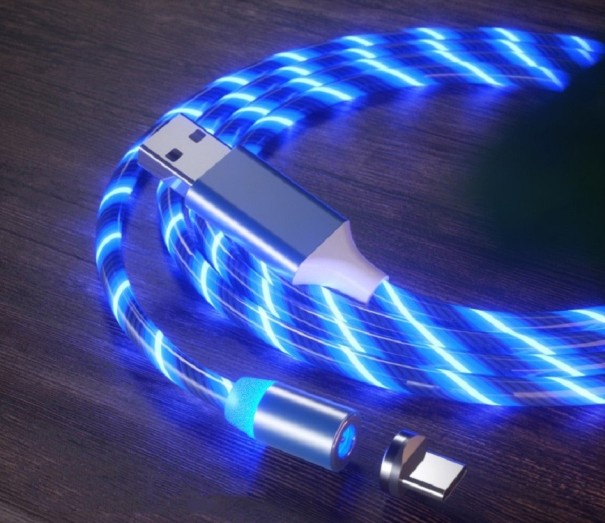 Magneettinen USB-kaapeli LED-valaistuksella sininen 2