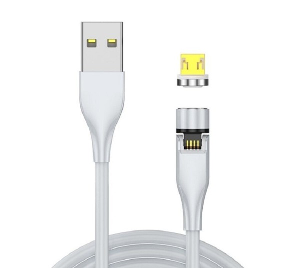 Magneettinen USB-kaapeli pyörivällä liittimellä K660 valkoinen 2 m 1