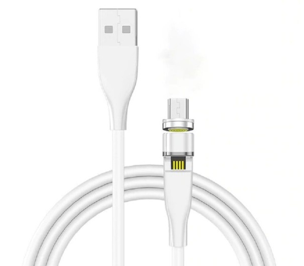 Magneettinen USB-kaapeli pyörivällä liittimellä valkoinen 1 m 2