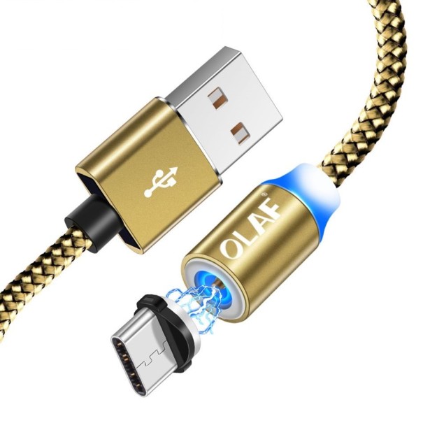 Magneettinen USB-latauskaapeli K461 kultainen 1 m 2