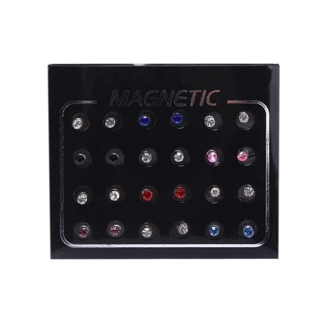 Magneettiset nappikorvakorut 12 paria monivärinen