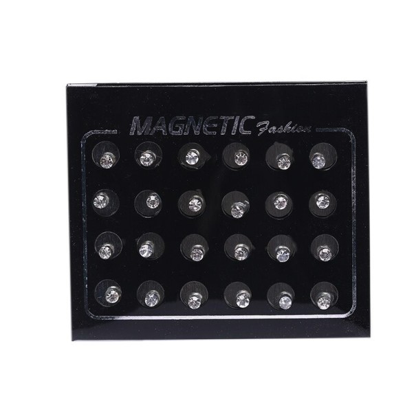 Magneettiset nappikorvakorut 12 paria valkoinen