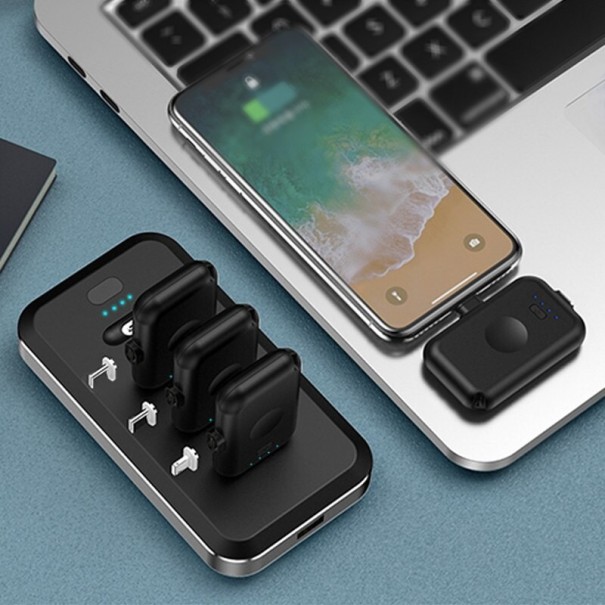 Mágneses mini powerbanks 1200 mAh dokkolóval fekete