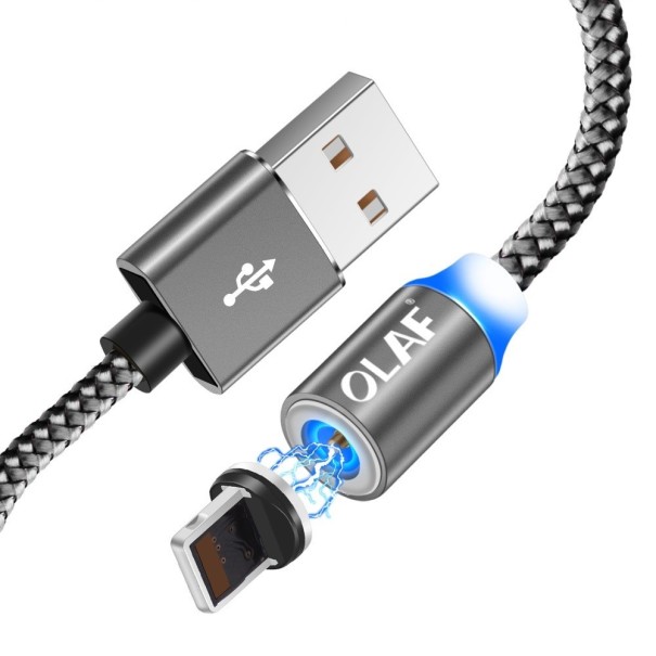 Mágneses töltő USB kábel K461 szürke 2 m 1