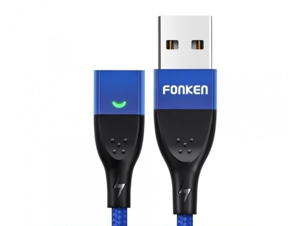 Mágneses USB adatkábel K454 kék 1 m