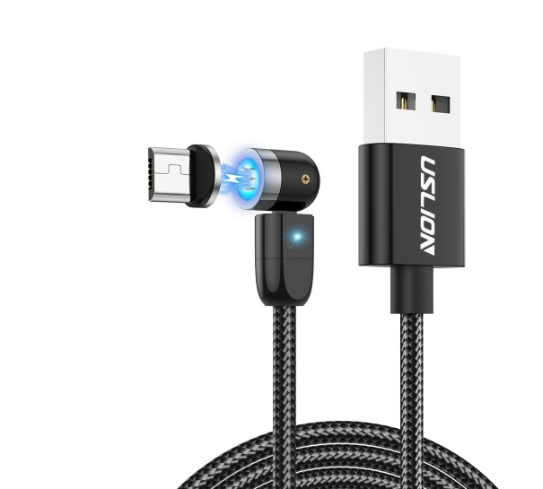Mágneses USB kábel állítható csatlakozóval fekete 50 cm 1