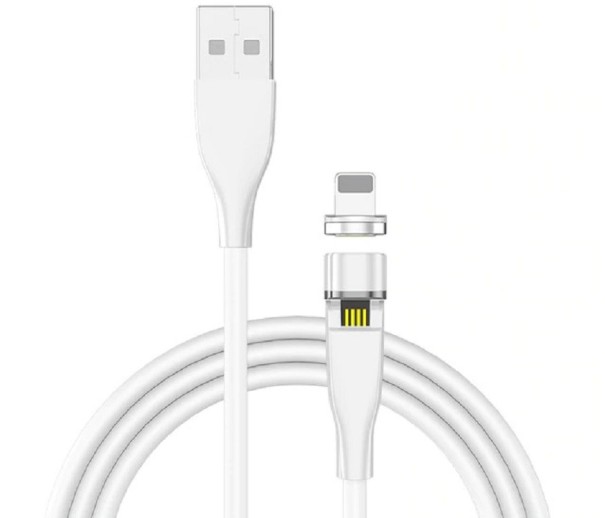 Mágneses USB kábel forgó csatlakozóval fehér 1 m 1
