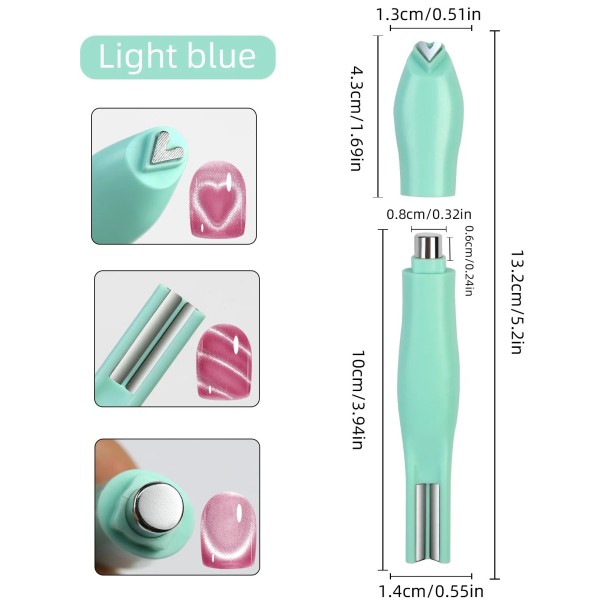 Magnet na nehty 3 v 1 13 x 1,4 cm Magnet pro magnetické gelové laky Kočičí oko srdce měsíc had francouzská manikúra 3D efekt zelená