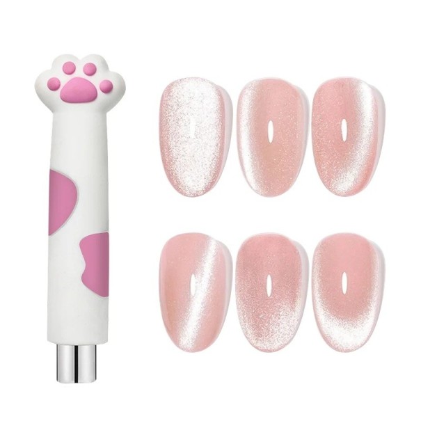 Magnet pentru unghii în formă de labă de pisică 6,2 x 1,6 x 0,8 cm Magnet cu efect de ochi de pisică pentru oja cu gel Instrument de decorare alb
