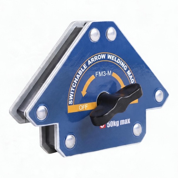 Magnete di saldatura disattivabile FM3-M Angoli 45, 90 e 135 gradi Capacità di carico 50 kg Dimensioni 16 x 10,8 x 3,9 cm Blu Per officina 1