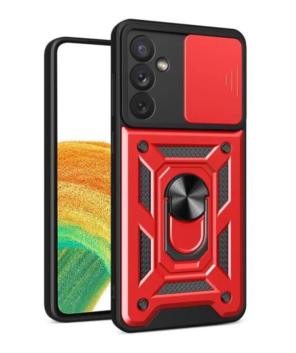 Magnetic Case with Stand and Lens Cover for Samsung Galaxy A14 5G red