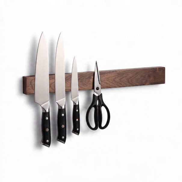 Magnetic Knife Strip in Walnut Wood 40 x 5 x 2 cm Wooden Wall Knife Holder with Strong Magnets Dark Brown For the Kitchen 1