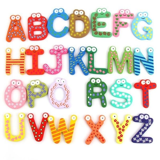 Magnetic Letters for Children Colourful Wooden Alphabet from A to Z for Learning Letters and Forming Words Set of 26 Pieces Size 6 cm 1