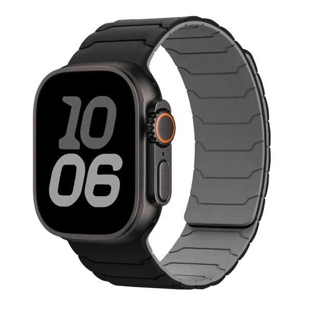 Magnetic Silicone Strap for Apple Watch Series 11 46 mm Adjustable Soft Band with Magnetic Closure Comfortable Strap for Everyday Wear grey