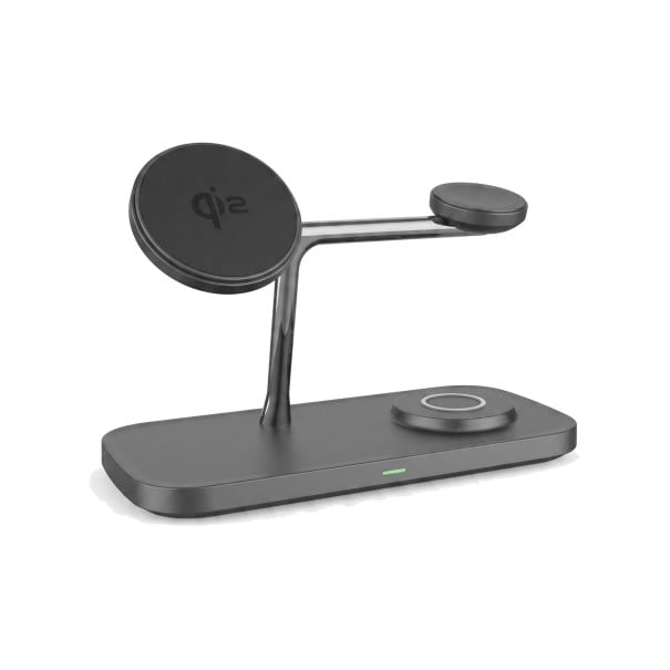Magnetická bezdrátová nabíjecí stanice 3v1 Qi2 15 W Pro iPhone Apple Watch Galaxy Watch i AirPods Nastavitelný stojan černá