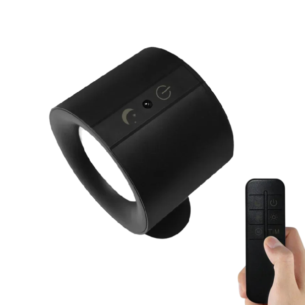 Magnetická LED nástěnná lampa s 360° rotací 6,2x7,5 cm dobíjecí ABS černá s dotykovým a dálkovým ovládáním pro interiér 1