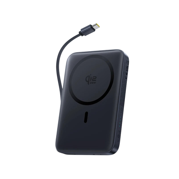 Magnetická powerbanka Qi2.2 S vestavěným kabelem USB-C a bezdrátovým nabíjením 25 W 10 000 mAh Černá Na telefon i tablet i sluchátka 1