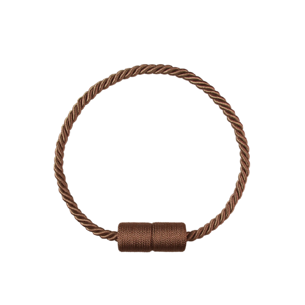 Magnetická spona na záclony s krouceným lankem 48 cm polyester a magnet úvaz pro uchycení závěsů a záclon doma hnědá
