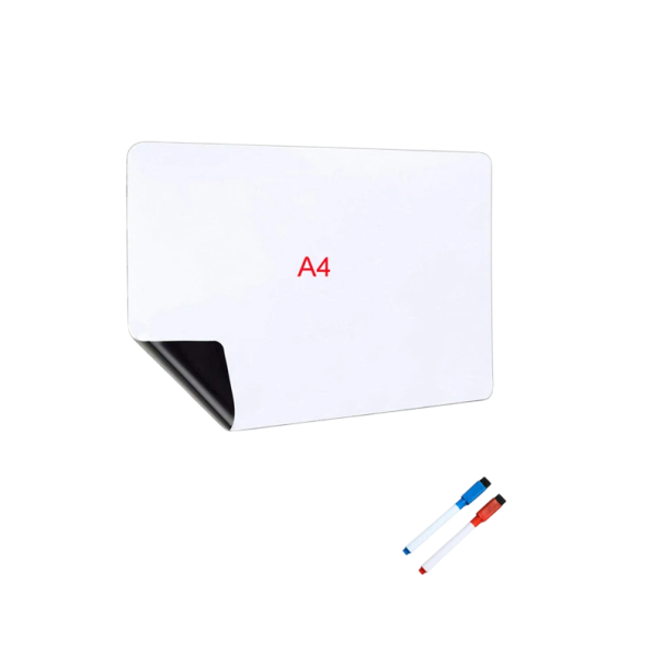 Magnetická tabule na fixy A4 stíratelná s uchycením na lednici a 2 pery praktická psací plocha pro poznámky domů i kanceláře 1