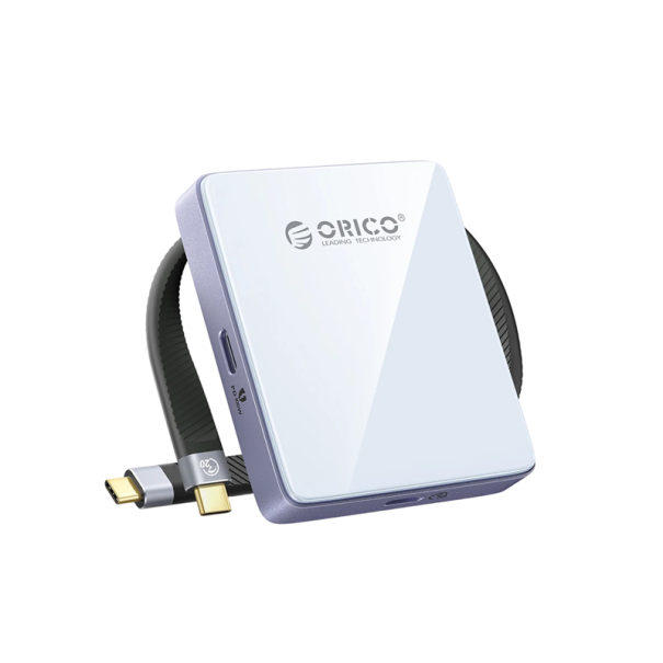 Magnetický box na M.2 NVMe SSD ORICO AP42P s nabíjecím portem PD 100W USB-C 10 Gb/s a čtečkou TF a SD karet pro iPhone a notebook modrá