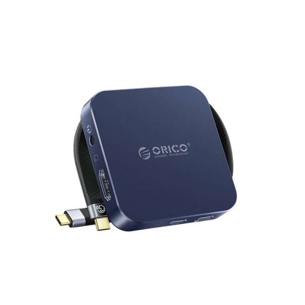 Magnetický box na mobil dokovací stanice pro M.2 NVMe 2230 SSD s USB-C 10 Gb/s HDMI 4K a PD 100W hliník a ABS pro iPhone i notebook modrá