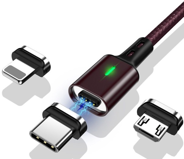 Magnetický datový USB kabel K458 bordová 2 m