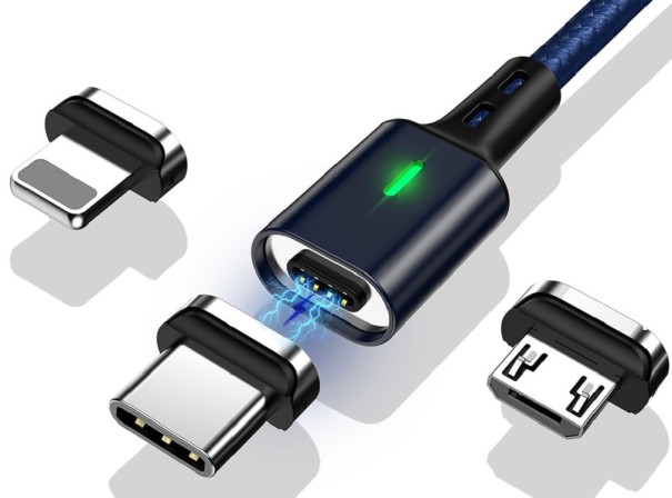 Magnetický dátový USB kábel K458 tmavo modrá 2 m