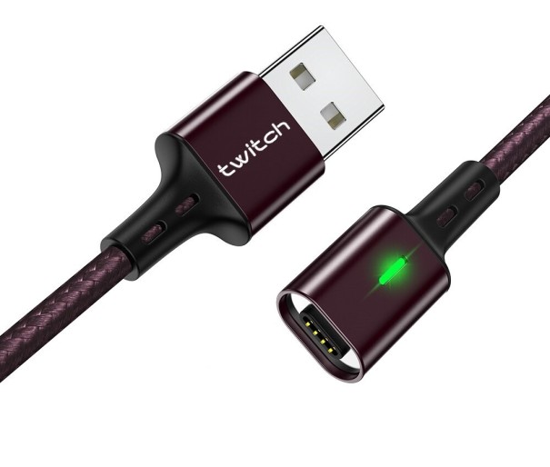 Magnetický dátový USB kábel K459 bordová 1 m