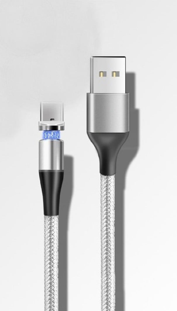 Magnetický dátový USB kábel K504 strieborná 1 m 2