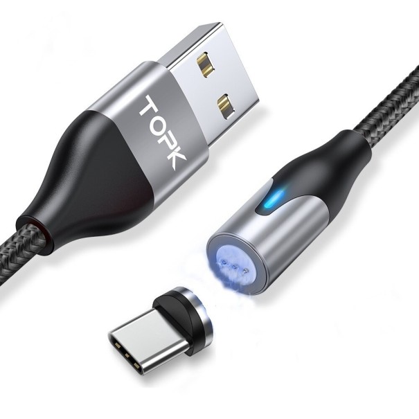 Magnetický dátový USB kábel K509 strieborná 2