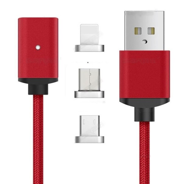 Magnetický dátový USB kábel K629 červená 2 m