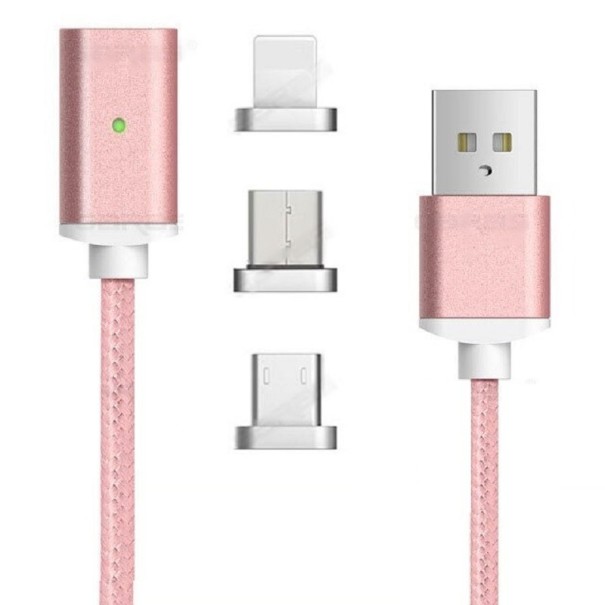 Magnetický datový USB kabel K629 růžová 2 m