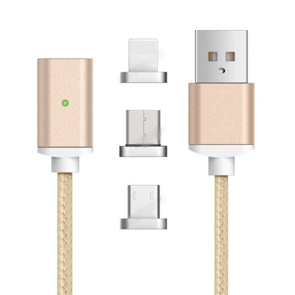 Magnetický datový USB kabel K629 zlatá 1,5 m