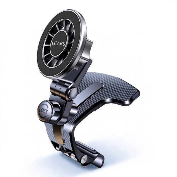 Magnetický držák na mobil do auta Univerzální Klip na palubní desku nad budíky Otočné rameno 260° Aretace LOCK Černý Pro navigaci 1