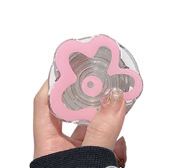 Magnetický držák na telefon pro iPhone Plastový květinový stojánek s magnetem Stylový dekorativní držák na mobil na stůl i do auta růžová