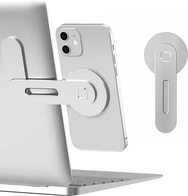 Magnetický držák telefonu k notebooku Tenký skládací držák na mobil K upevnění na monitor Práce bez držení telefonu bílá